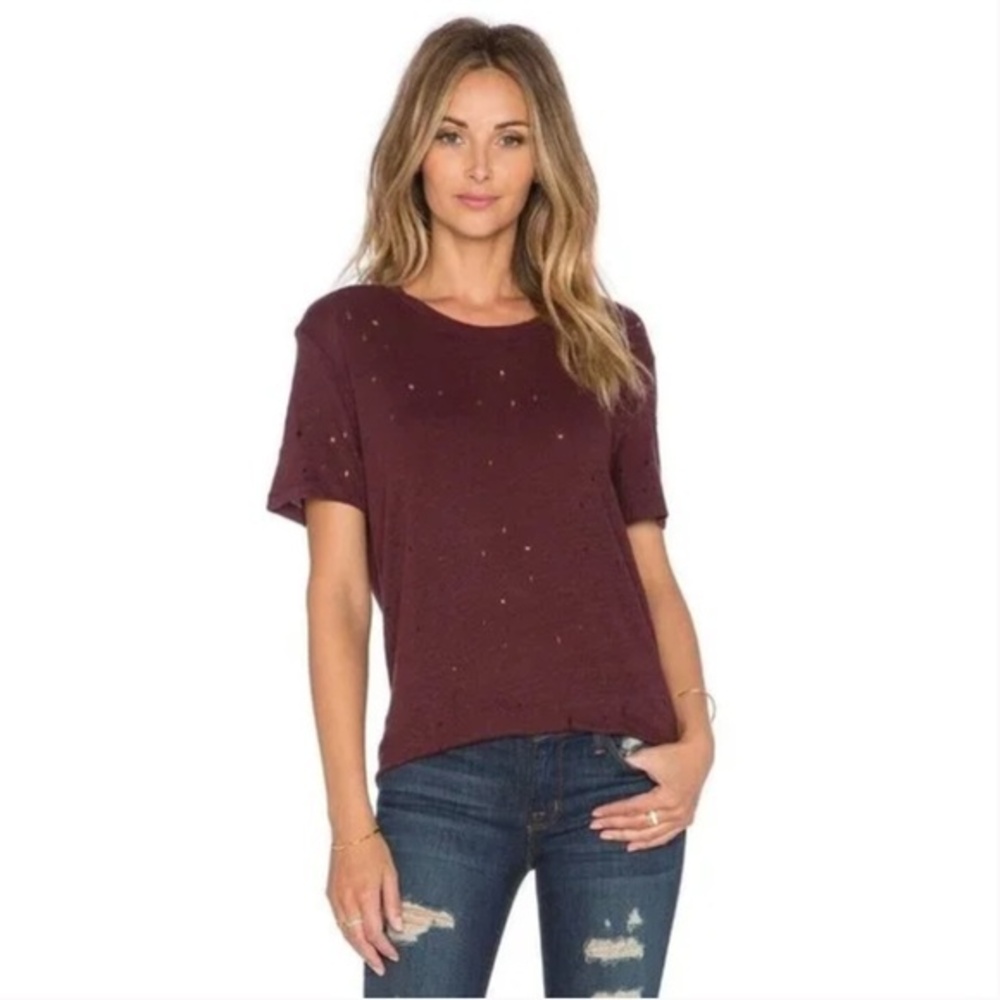 IRO Clay Linen Distressed Tee Size Small